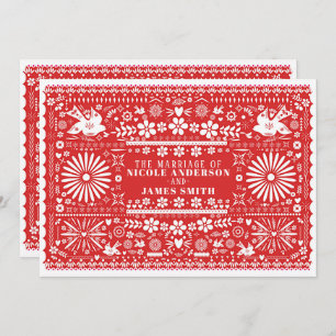 Invitation Mexique Picado Rouge & Livre blanc Mariage Mariage