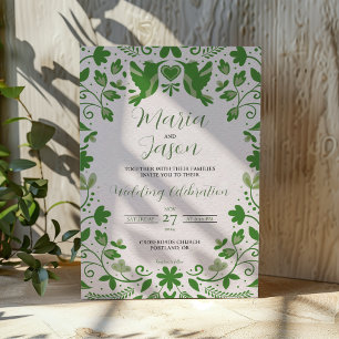Invitation Mexique Vert Floral Romantique Mariage esthétique
