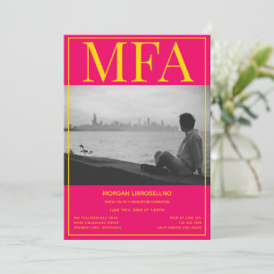 Invitation MFA Pink Yellow Photo Graduation