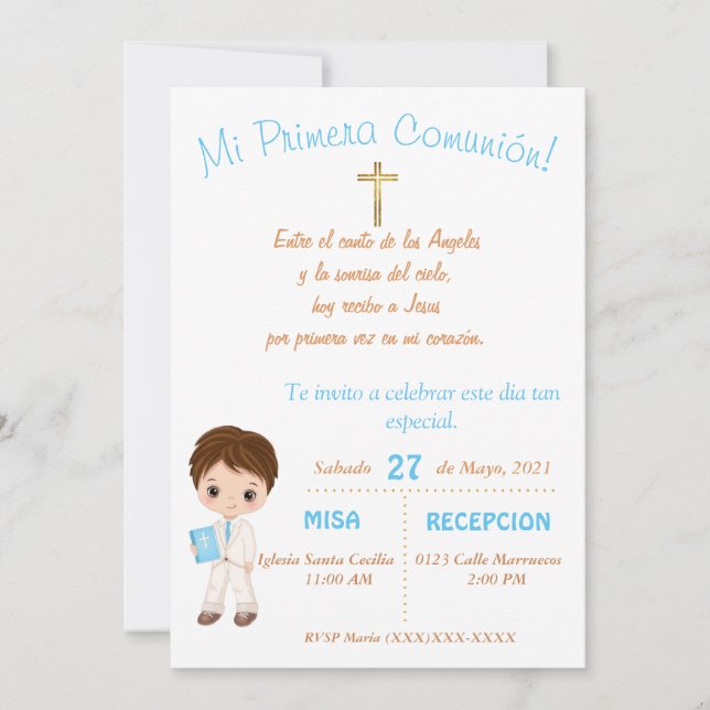 Invitation Mi Primera Comunion (Devant)