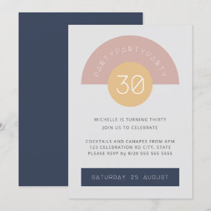 Invitation Mi-siècle Moderne Grey Blue Geo 30e anniversaire