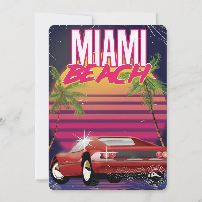 Invitation miami beach, floride affiche de voyage vintage des (Devant)