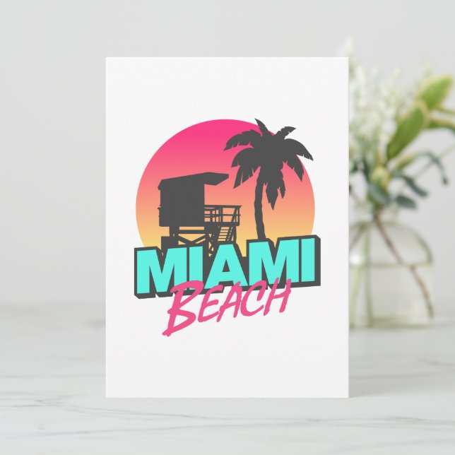 Invitation Miami Beach Travel Vintage Photo  (Debout devant)