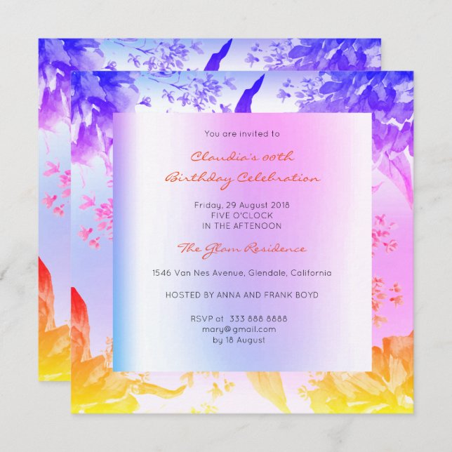 Invitation Miami Cobalt Rose Floral Tropical Peony Anniversai (Devant / Derrière)