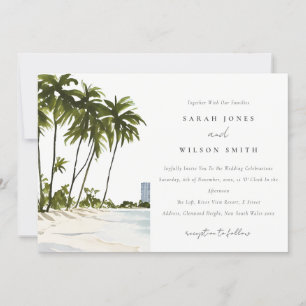 Invitation Miami Florida Aquarelle Palm Mariage paysage