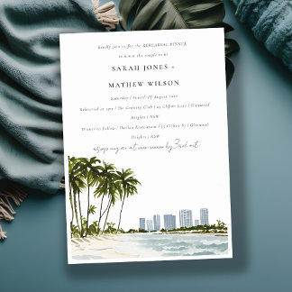 Invitation Miami Florida Palm Trees Beach Dîner de répétition