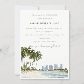 Invitation Miami Florida Watercolor Palm Beach Fête des marié