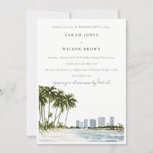 Invitation Miami Florida Watercolor Palm Beach Weekend Party