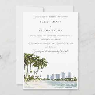 Invitation Miami Floride Aquarelle Palm Beach Week-end Fête