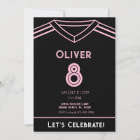 Miami Pink et Black Soccer Party Anniversaire Invi