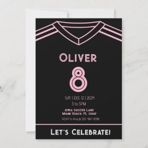 Invitation Miami Pink et Black Soccer Party Anniversaire Invi