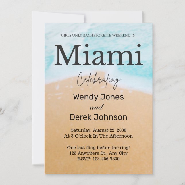 Invitation Miami Summer Girls Weekend Bachelorette Party (Devant)