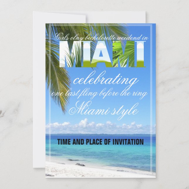 Invitation Miami Summer Girls Weekend Bachelorette Party Invi (Devant)
