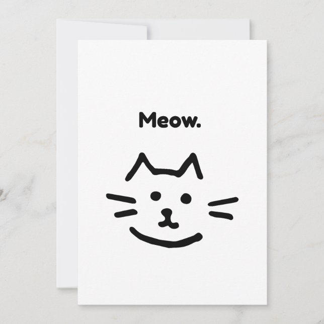 Invitation Miaou. Chat simple drôle (Devant)