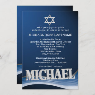 Invitation Michael Steel Wave Name Bar Mitzvah