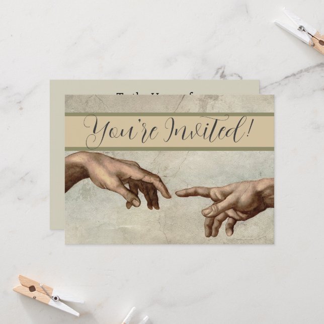 Invitation Michaelangelo mains création adam dieu (Devant/Arrière en situation)