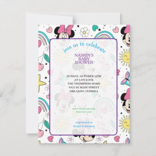 Invitation Mickey Mouse Baby Shower à pois (Devant)
