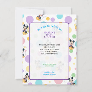 Invitation Mickey Mouse Baby Shower à pois