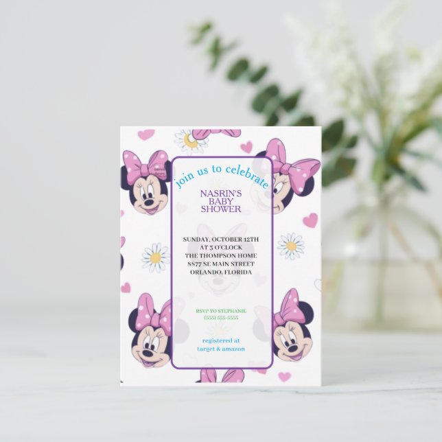 Invitation Mickey Mouse Baby Shower à pois (Debout devant)