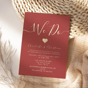 Invitation Micro Mariage rouge simple
