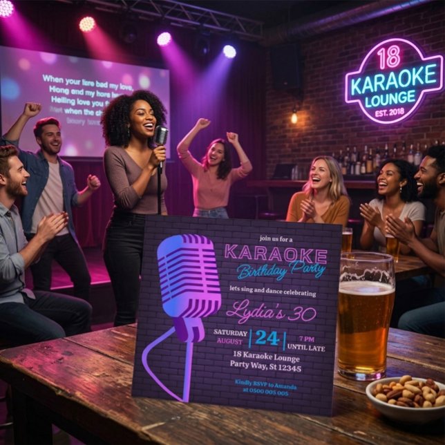 Invitation Microphone carré de fête d'anniversaire Karaoke Ne (Créateur téléchargé)