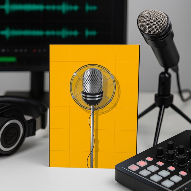 Invitation Microphone Rétro sur Jaune Gras (Créateur téléchargé)