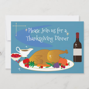 Invitation Mid Century Donner Merci Retro Bon thanksgiving H