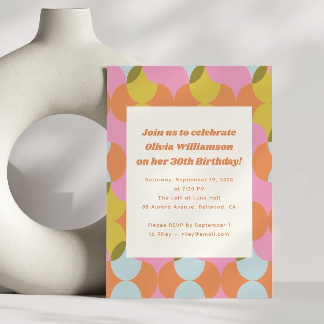 Invitation Mid Century Mod Abstrait Géométrique fête d'annive (Créateur téléchargé)