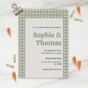 Invitation Mid Century Mod Retro Mariage Olive Green