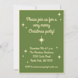 Invitation Mid Century Moderne Retro Stars Fête de Noël
