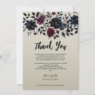 Invitation Midnight Blue Bourgogne Inky Floral Almond Mariage