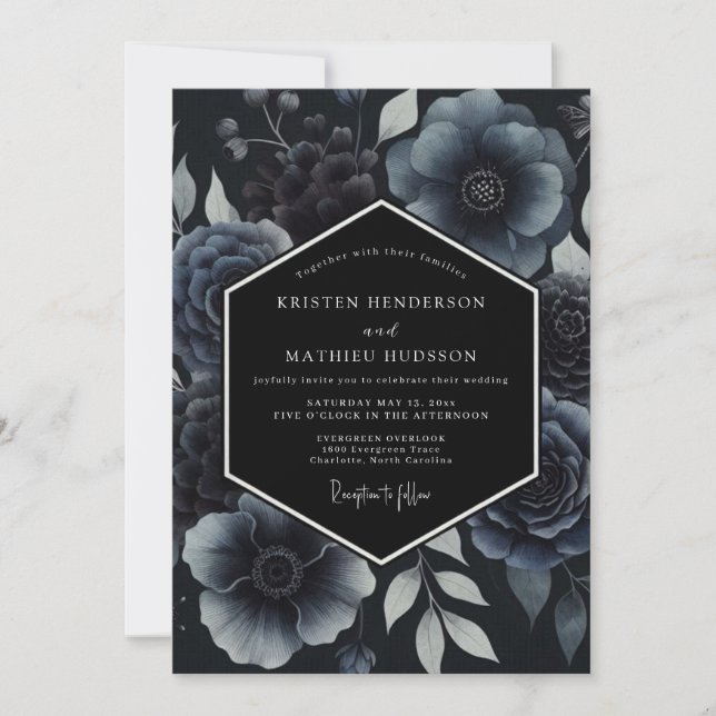 Invitation Midnight Blue Enchanting Winter Wedding (Devant)