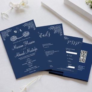 Invitation Midnight Blue Floral musulman musulman Nikah Maria