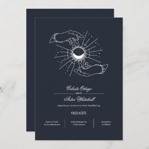 Invitation Midnight Blue Mystical Hands Celestial Handfasting