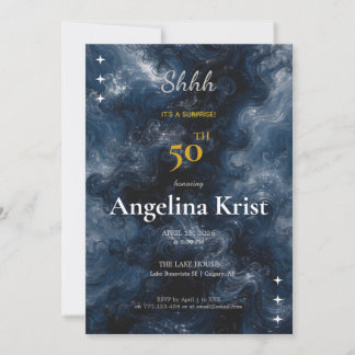 Invitation Midnight Blue Surprise Milestone Birthday
