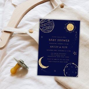 Invitation Midnight Galaxy Moon Star Boy Baby shower