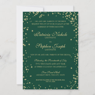 Invitation Midnight Stars Twinkle Sky Emerald Mariage