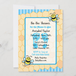 Invitation Miel abeille et Honeycomb Baby shower garçon