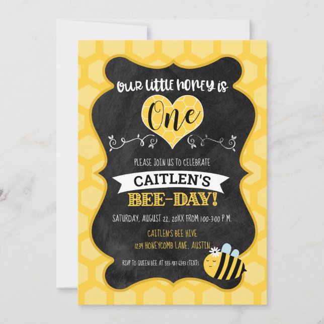 Invitation Miel abeille Jour d'anniversaire Chalkboard Bumble (Devant)