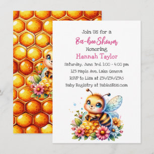 Invitation Miel abeille thème Baby shower de fille