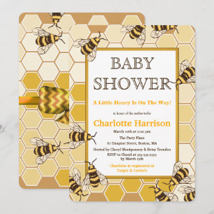 Invitation Miel abeilles et peigne de miel Baby shower neutre