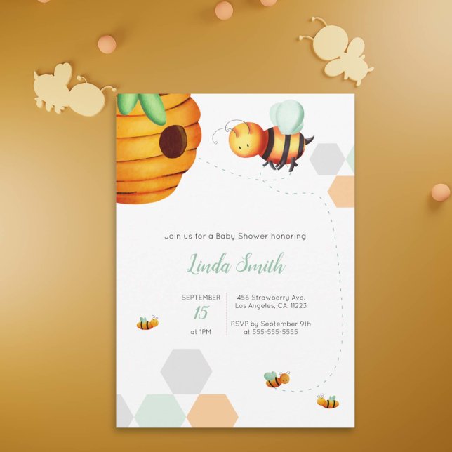Invitation Miel Bee Baby shower neutre (Créateur téléchargé)