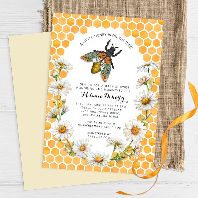Invitation Miel Bee Sweet Little Baby shower miel (Honeycomb Bee Invite)