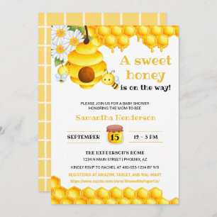 Invitation Miel doux Abeille Baby shower Genre Neutre