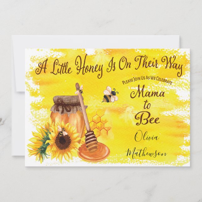 Invitation Miel mignon abeille Rustique Baby shower neutre ge (Devant)