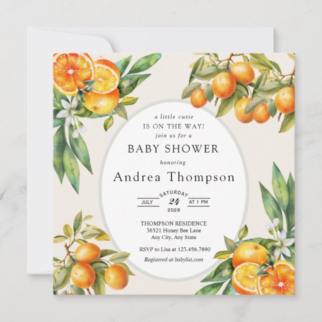 Invitation Mignon |  Baby Shower Orange (Devant)