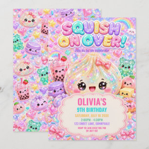 Invitation Mignon Bao Dumpling Pailleté Squishy Fête Annivers