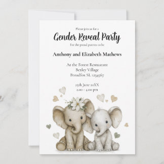 Invitation Mignon bébé garçon et fille à l'aquarelle avec des