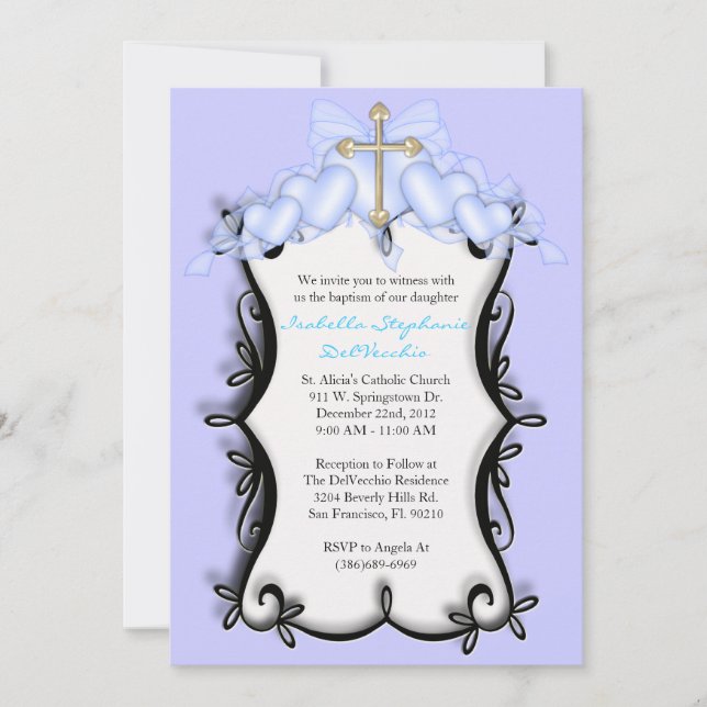 Invitation MIGNON bleu de communion/baptême (Devant)