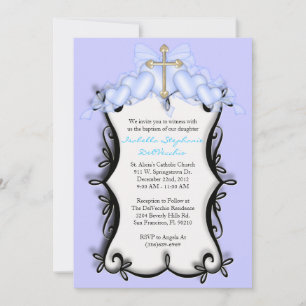Invitation MIGNON bleu de communion/baptême